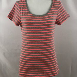 H&M LOGG Striped Grey & Pink Short Sleeve Top